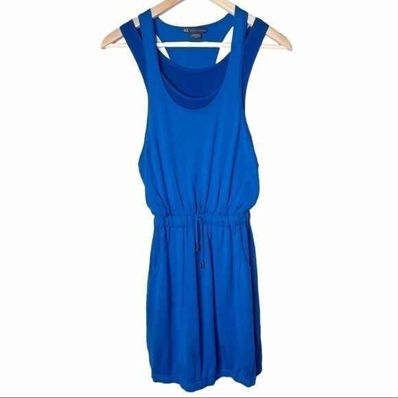 A/X Armani Exchange Blue Knit Layered Mini Dress Sz XS - Picture 1 of 7